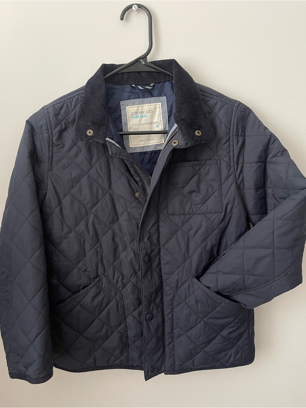 Crewcuts Kids Quilted nylon Navy Jacket with corduroy trim